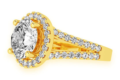3.00CT ROUND SOLITAIRE - TWO ROW SPLIT - DIAMOND ENGAGEMENT RING