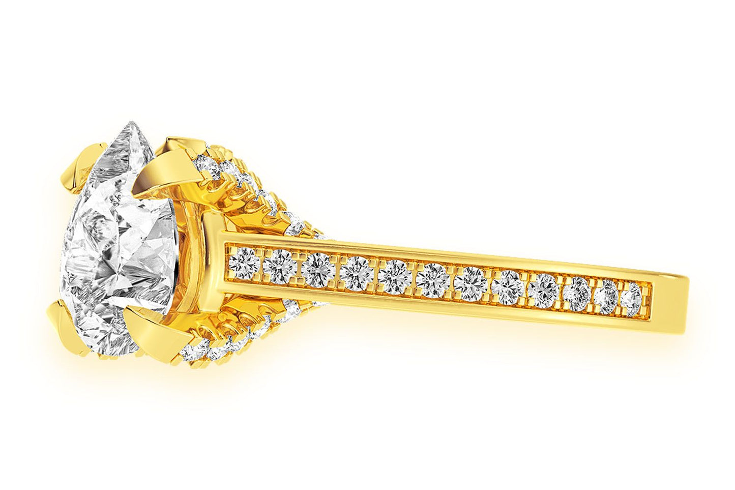 CHANT - 1.50CT PEAR SOLITAIRE - DELUXE ONE ROW SCALLOP - DIAMOND ENGAGEMENT RING
