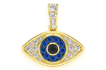 EVIL EYE BUBBLY DIAMOND PENDANT 14K SOLID GOLD 0.50CTW