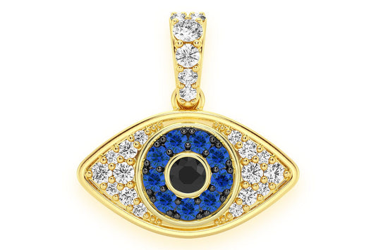 EVIL EYE BUBBLY DIAMOND PENDANT 14K SOLID GOLD 0.50CTW