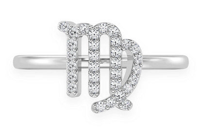 VIRGO ZODIAC DIAMOND RING 14K SOLID GOLD 0.15CTW
