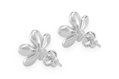 FLOWER PETAL DIAMOND EARRINGS 14K SOLID GOLD 0.02CTW