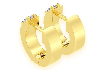 DIAMOND HUGGIE HOOPS SOLID GOLD 14K .50CTW