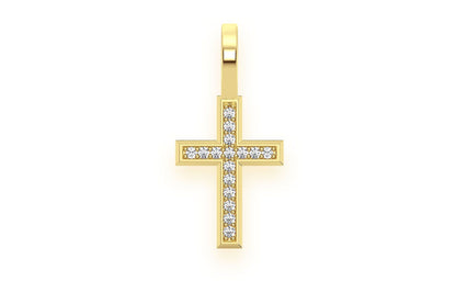 PANDANT CU DIAMANT CU CRUCE ÎN UNGHI, AUR MASIV DE 14K, 0,05 CT