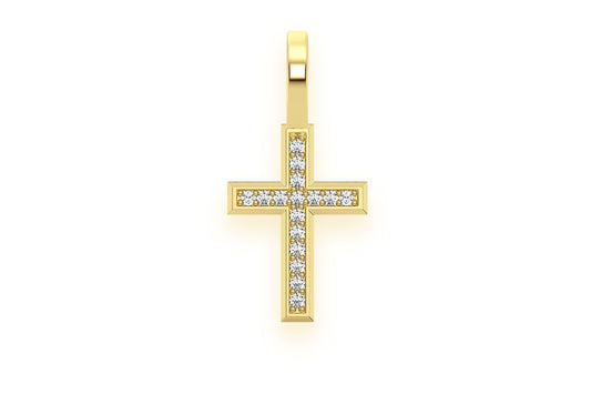 ANGLED CROSS DIAMOND PENDANT 14K SOLID GOLD .05CTW