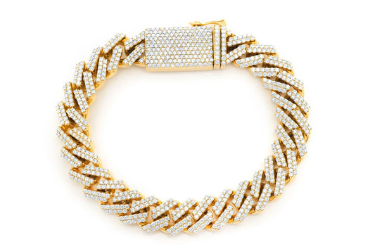 11MM RAISED DIAMOND CUBAN LINK BRACELET 14K SOLID GOLD 8.50CTW