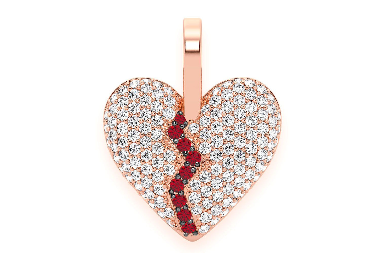 Pandantiv cu diamant „Heartbreaker Broken Heart” din aur masiv de 14K, 0,50 ct