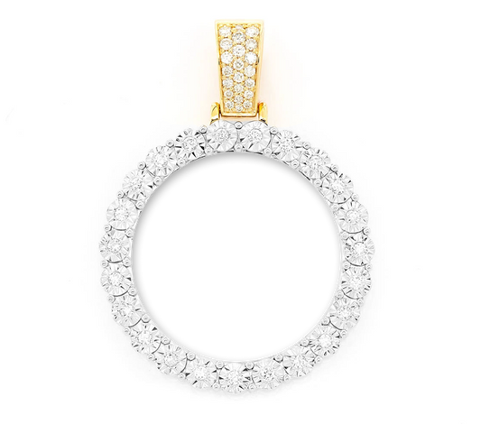 MIRACLE SET PICTURE MEMORY DIAMOND PENDANT 14K SOLID GOLD 1.15CTW