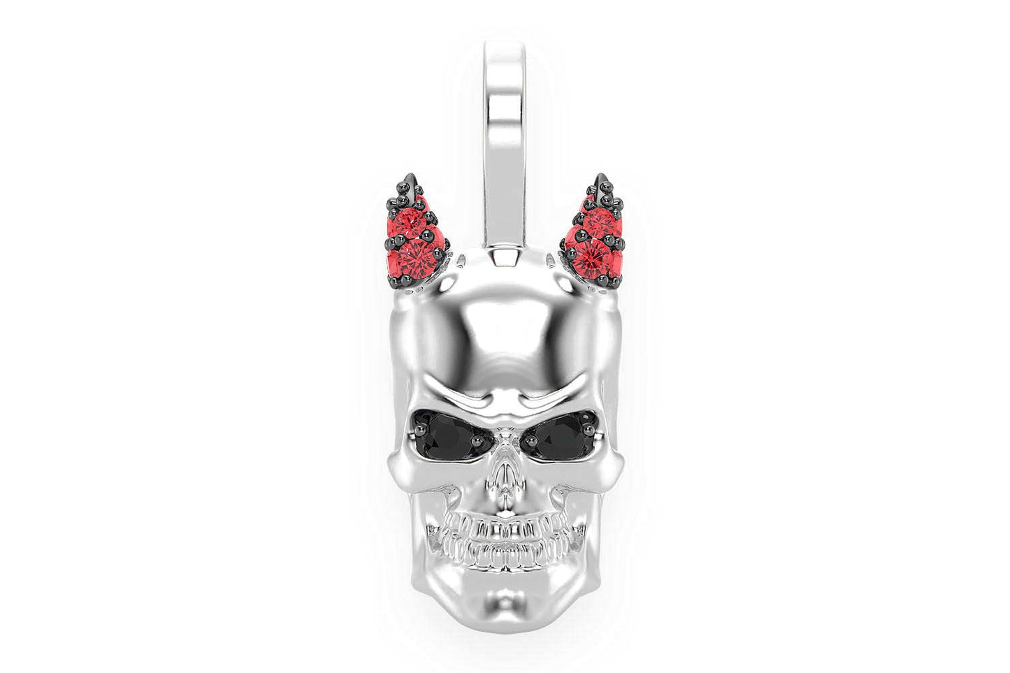 HORNED SKULL DIAMOND PENDANT 14K SOLID GOLD 0.15CTW