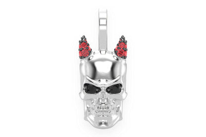 HORNED SKULL DIAMOND PENDANT 14K SOLID GOLD 0.15CTW