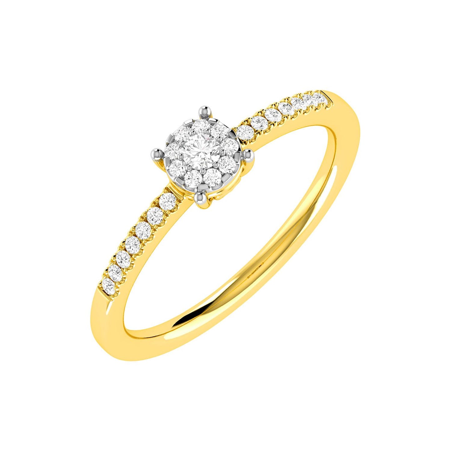 HALO SINGLE ROW DIAMOND ENGAGEMENT RING 0.12CTW - 14K SOLID GOLD