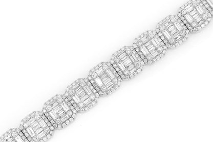 BAGUETTE RAISED RECTANGULAR LINK BRACELET 14K   19.00CTW