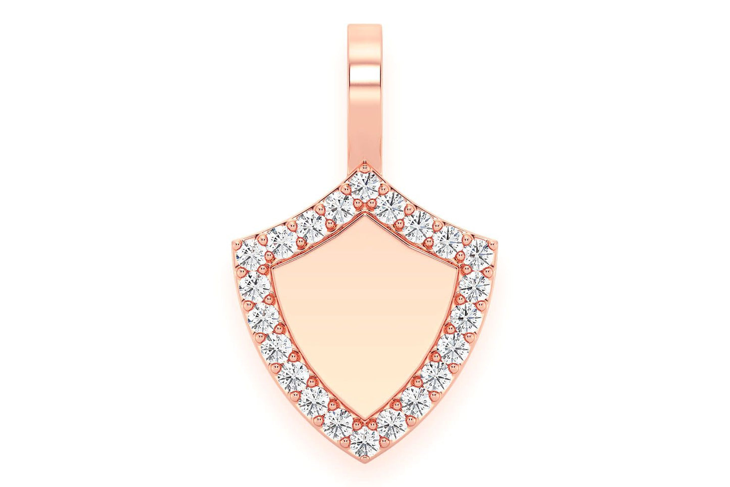 PANDANT GRAVABIL CU SCUT ȘI DIAMANT, AUR MASIV DE 14K, 0,20 CT