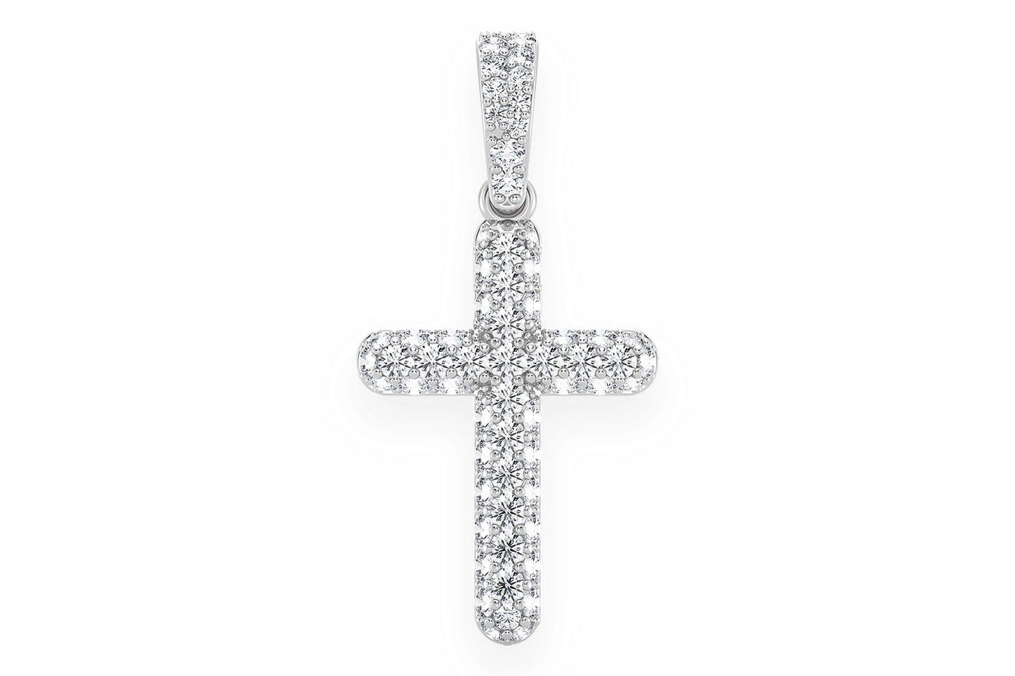 Pandantiv cu cruce bubble cu diamant, aur masiv de 14k, 0.50ct