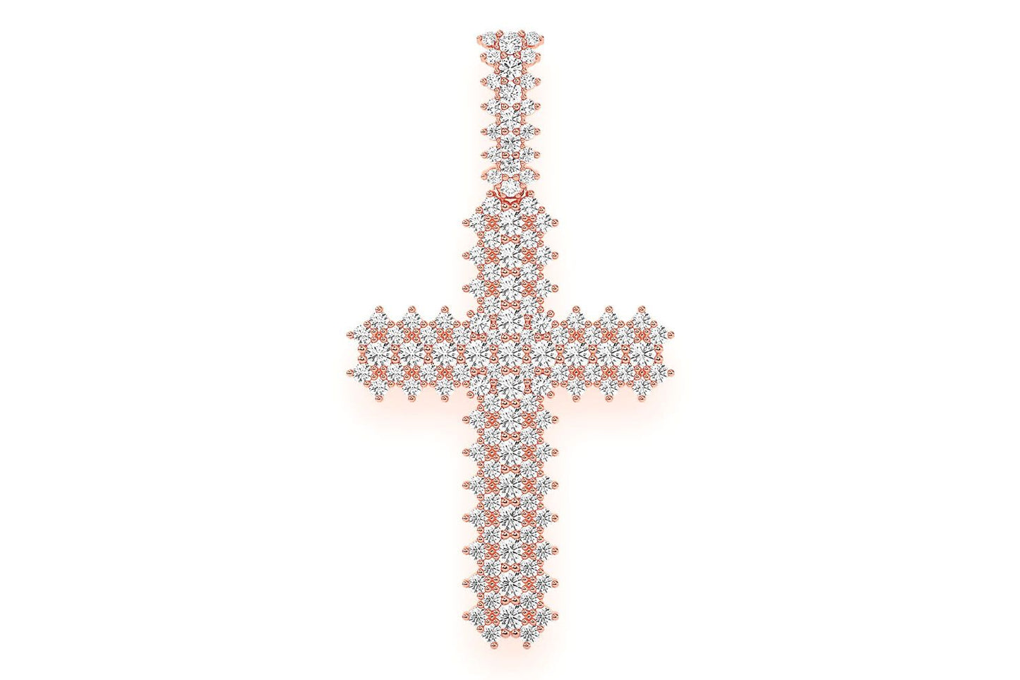 JAGGED CROSS DIAMOND PENDANT 14K SOLID GOLD 5.50CTW