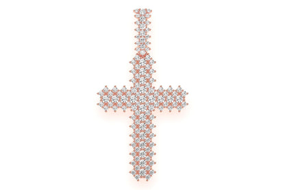 JAGGED CROSS DIAMOND PENDANT 14K SOLID GOLD 5.50CTW