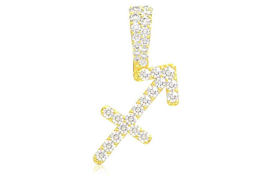 SAGITTARIUS ZODIAC DIAMOND PENDANT 14K SOLID GOLD 0.65CTW
