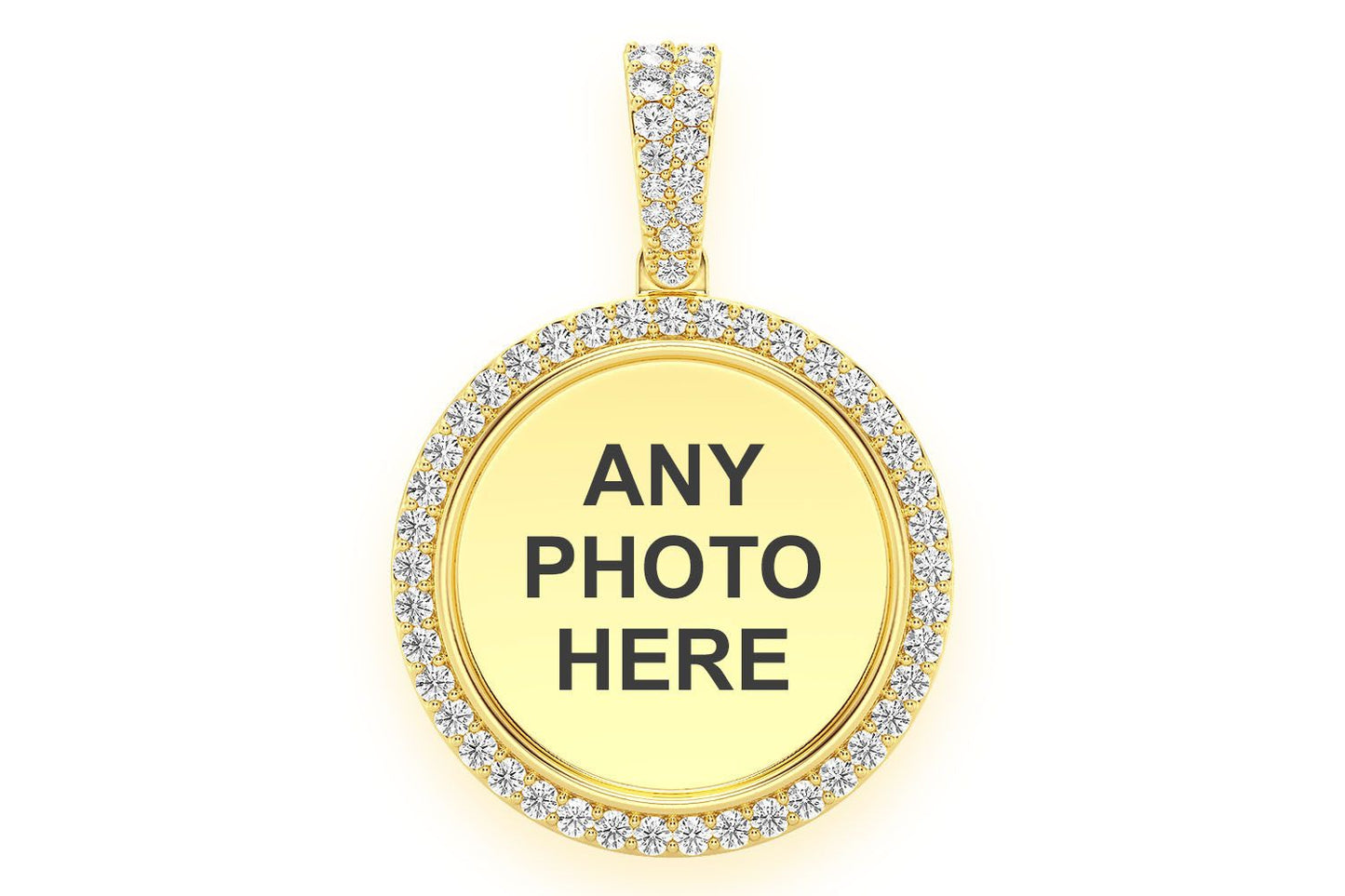 ROUND PICTURE MEMORY DIAMOND PENDANT 14K SOLID GOLD 0.50CTW