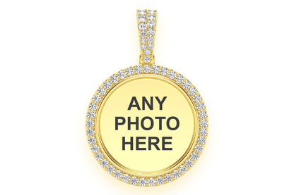 ROUND PICTURE MEMORY DIAMOND PENDANT 14K SOLID GOLD 0.50CTW