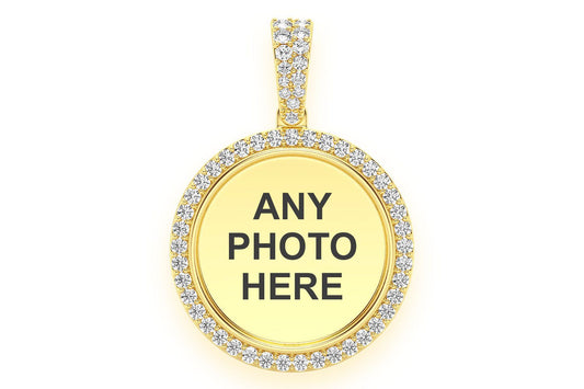 ROUND PICTURE MEMORY DIAMOND PENDANT 14K SOLID GOLD 0.50CTW