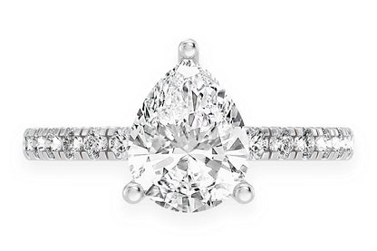 THINN - 2.00CT PEAR SOLITAIRE - ONE ROW UNDER HALO - DIAMOND ENGAGEMENT RING