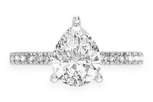 THINN - 2.00CT PEAR SOLITAIRE - ONE ROW UNDER HALO - DIAMOND ENGAGEMENT RING