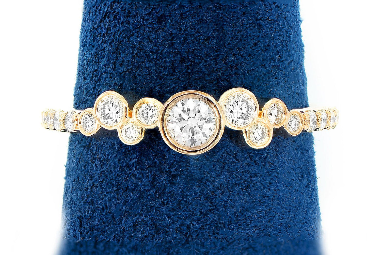 9 STONE GRADUATED BEZEL DIAMOND RING 14K SOLID GOLD 0.50CTW