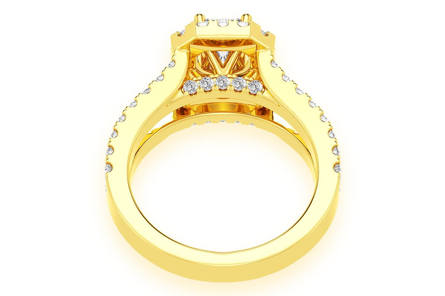 SPHINX - 0.75CT EMERALD CUT SOLITAIRE - HALO SPLIT SHANK - DIAMOND ENGAGEMENT RING