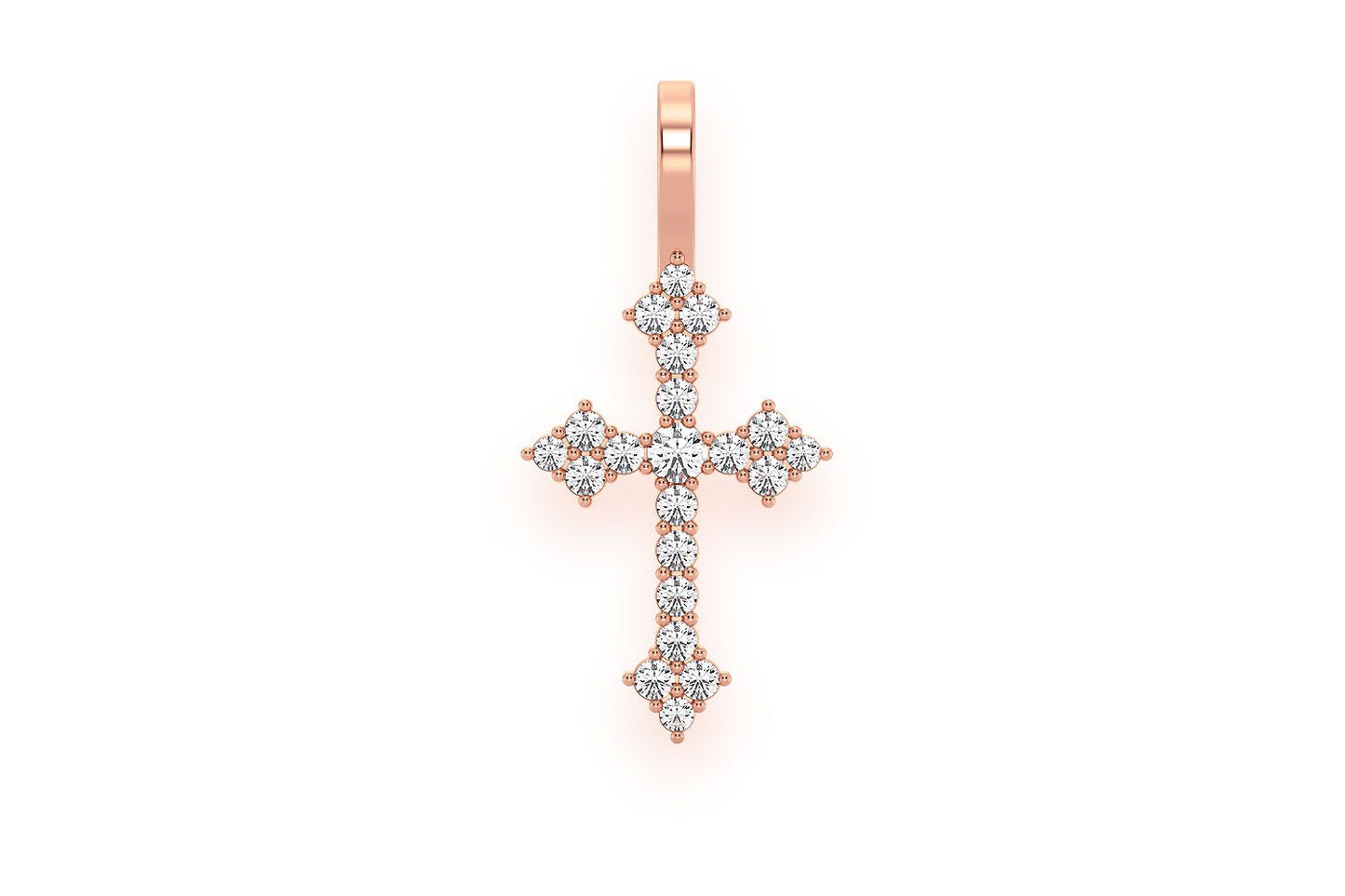 CROSS DIAMOND PENDANT 14K SOLID GOLD 0.15CTW