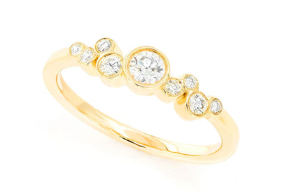 9 STONE GRADUATED BEZEL DIAMOND RING 14K SOLID GOLD 0.35CTW