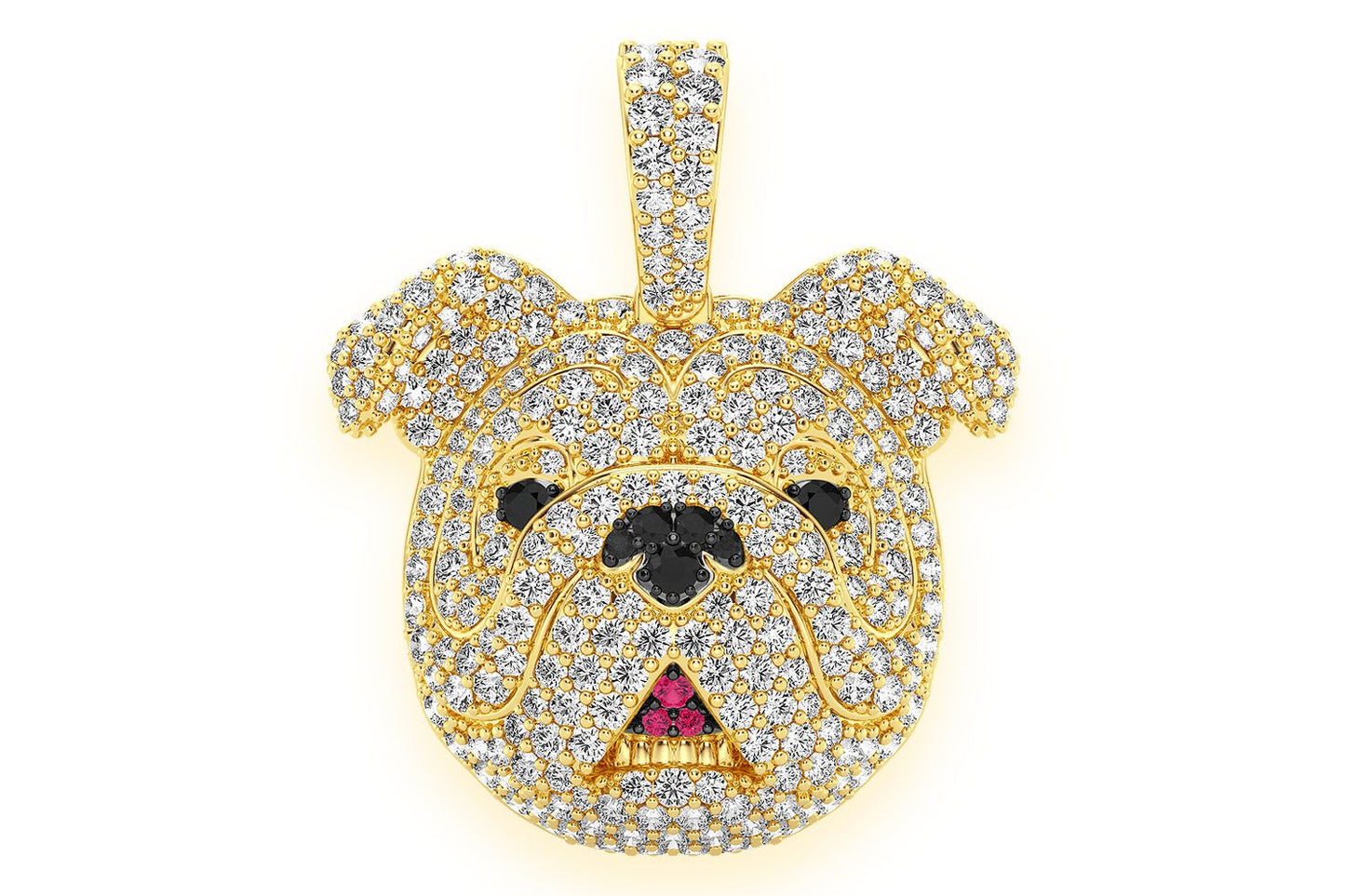 BULLDOG DIAMOND PENDANT 14K SOLID GOLD 1.55CTW