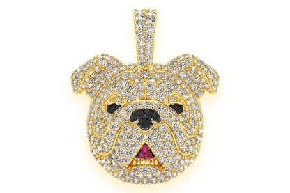 BULLDOG DIAMOND PENDANT 14K SOLID GOLD 1.55CTW