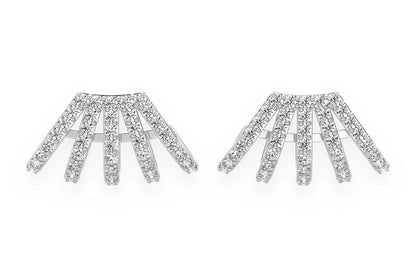 FIVE ROW CUFF DIAMOND EARRINGS 14K SOLID GOLD 1.00CTW