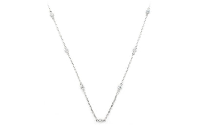 ROUND BEZEL SET DIAMOND NECKLACE CONNECTED 14K SOLID GOLD 0.33CTW