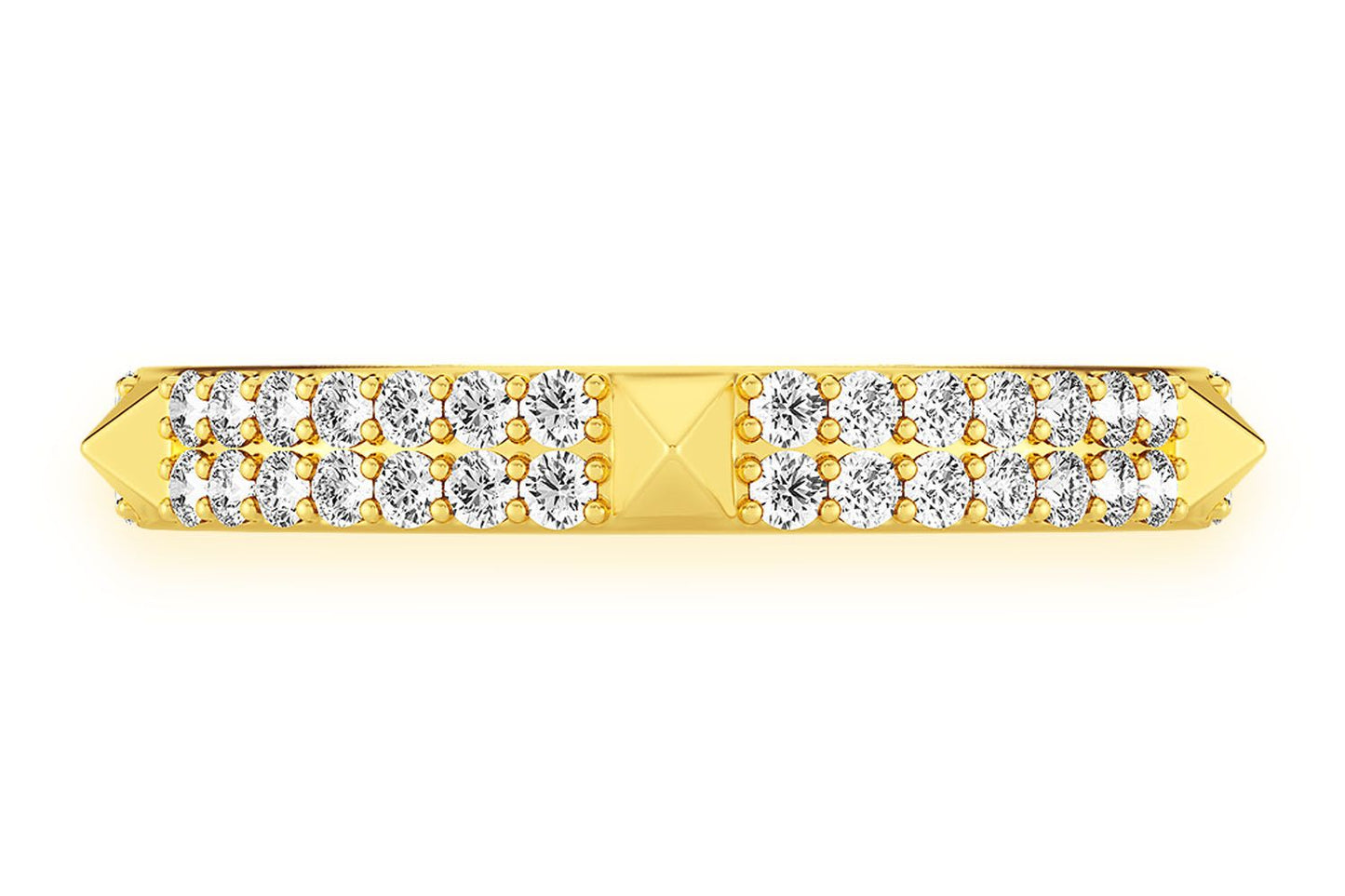 TWO ROW SPIKE DIAMOND RING 14K SOLID GOLD 0.50CTW