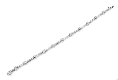 ELEVEN STATION CROWN SET DIAMOND TENNIS BRACELET 14K SOLID GOLD 3.70CTW