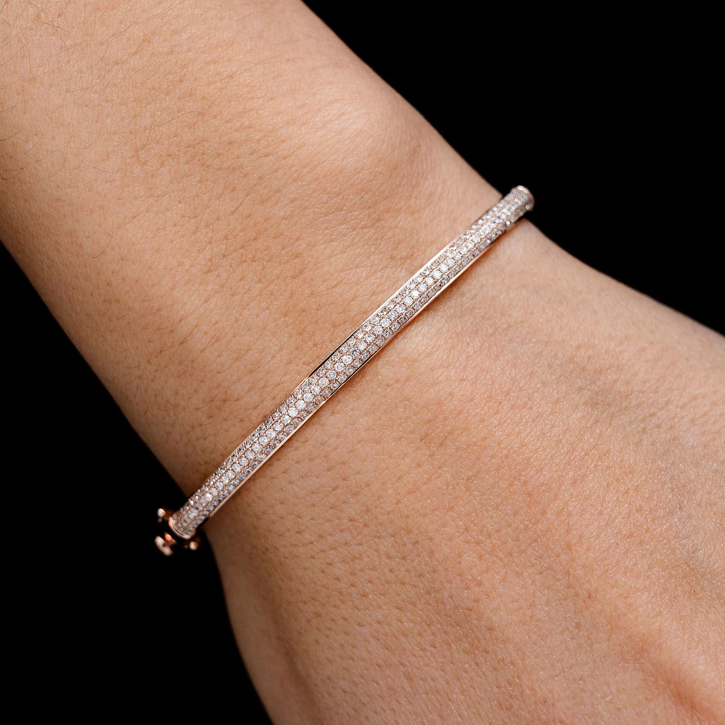 BRĂȚARĂ CU TREI RÂNDURI DE DIAMANTE, AUR MASIV DE 14K, 1.05CT