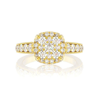 1.00CTW SQUARE PAVE CENTER - DIAMOND ENGAGEMENT RING