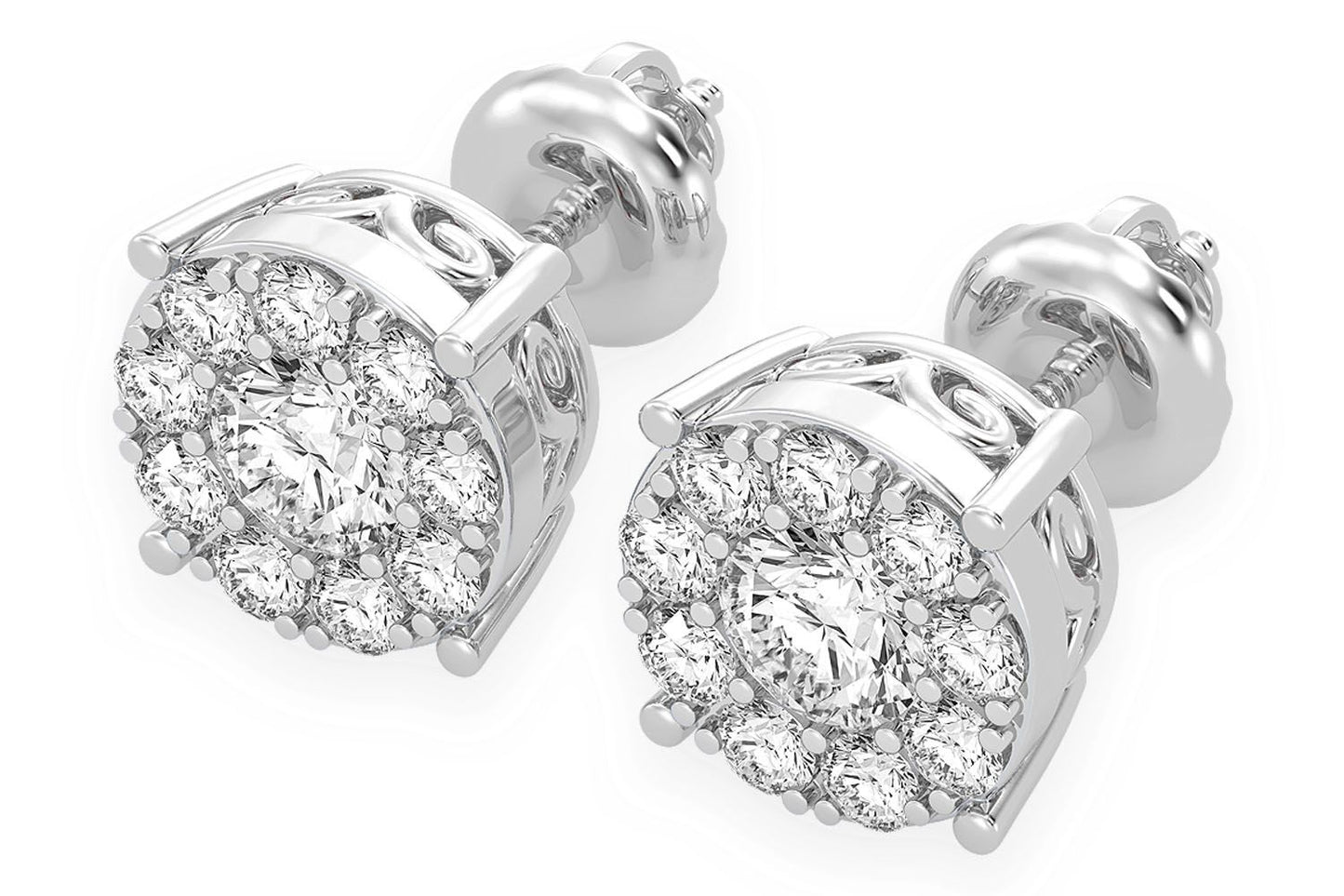 CERCEI CU DIAMANT ȘTIF ȘI MOZAIC DE 0.75 CT AUR MASIV DE 14K