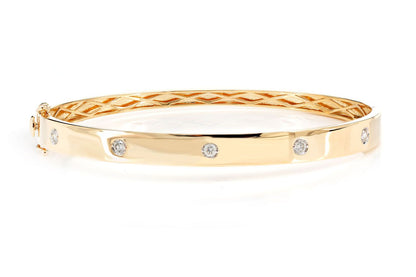 DIAMOND GYPSY SET BANGLE BRACELET 14K SOLID GOLD 0.90CTW