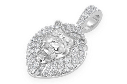 PANDANT CAP DE LEU CU DIAMANT, AUR MASIV DE 14K, 0,50 CT