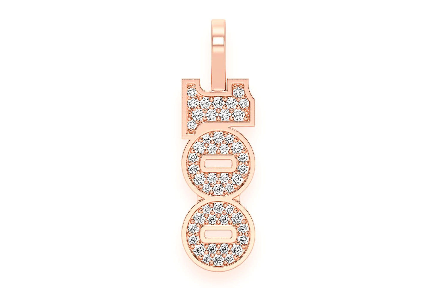 100 BILL LETTER DIAMOND PENDANT 14K SOLID GOLD 0.33CTW