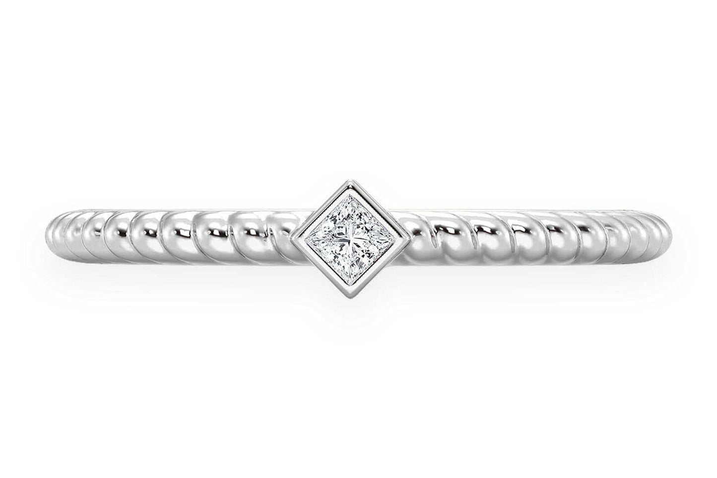 Кольцо с бриллиантами Princess Bezel Rope из цельного золота 14 карат 0,05 карата
