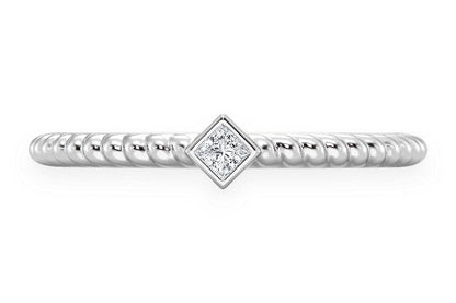 Кольцо с бриллиантами Princess Bezel Rope из цельного золота 14 карат 0,05 карата