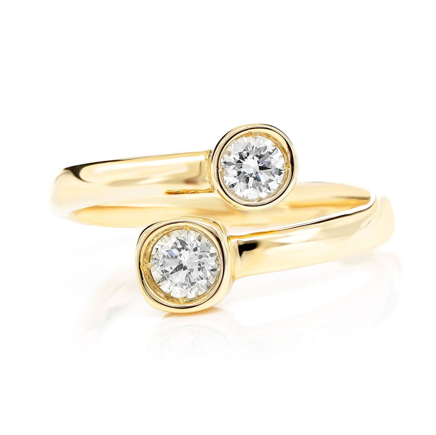 BYPASS BEZEL DIAMOND RING 14K SOLID GOLD 0.40CTW