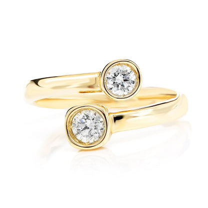 BYPASS BEZEL DIAMOND RING 14K SOLID GOLD 0.40CTW