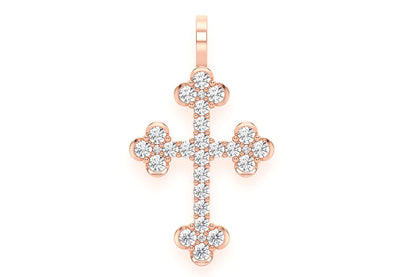 PANDANT CU CRUCE SELENE ȘI DIAMANT, AUR MASIV DE 14K, 0.85CT