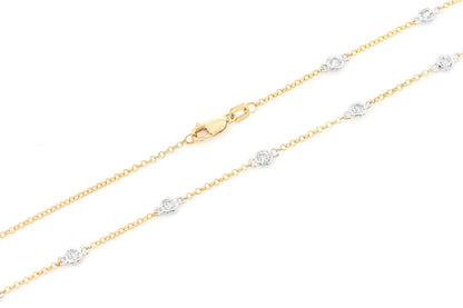 ETERNITY ROUND BEZEL SET DIAMOND NECKLACE 14K SOLID GOLD 1.00CTW