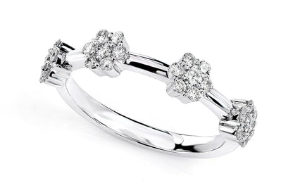 INEL CU DIAMANTE ȘI CLUSTER DE FLORI, AUR MASIV DE 14K, 0.65CT