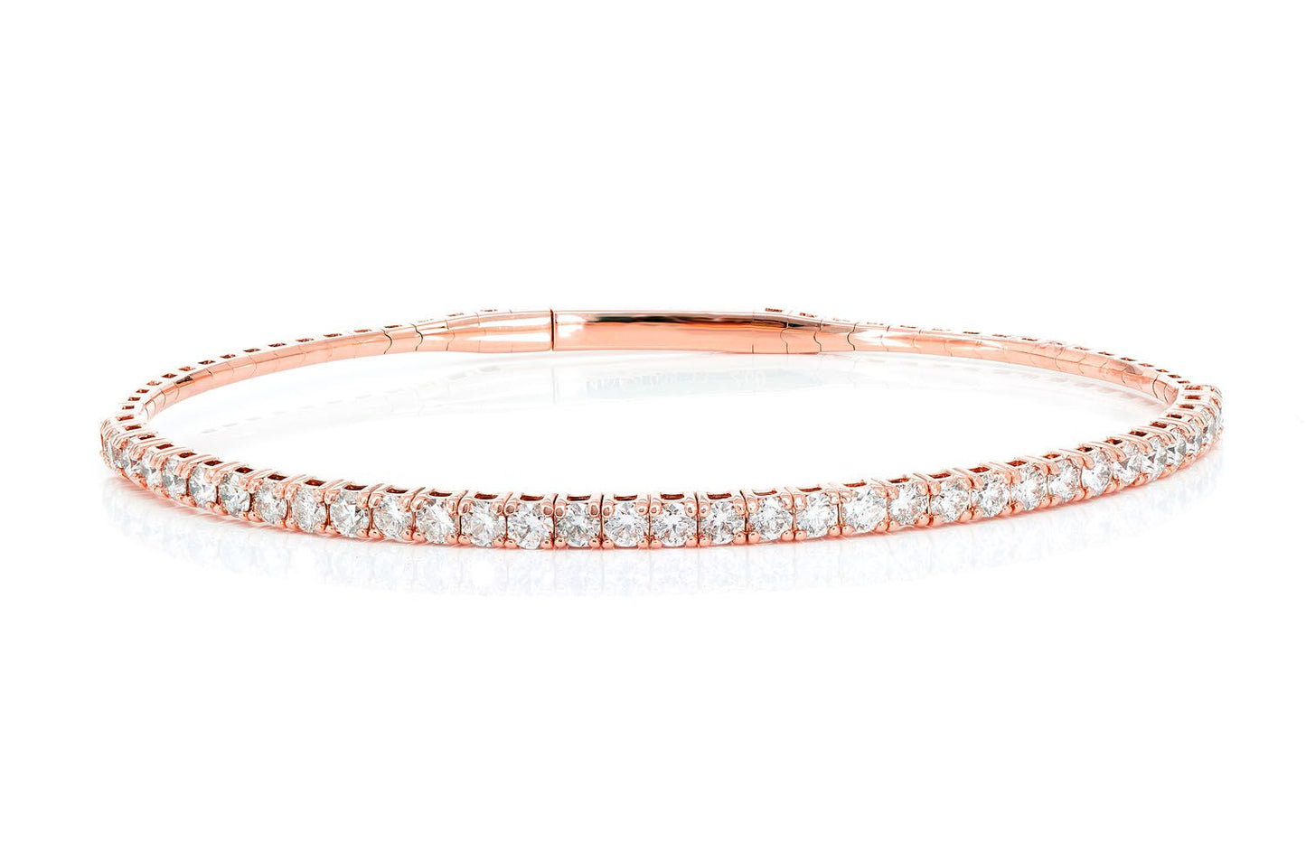 5PT PRONG SET DIAMOND TENNIS BRACELET FLEX BANGLE 2.00CTW 14K SOLID GOLD